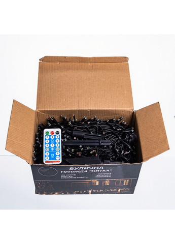 Новорічна гірлянда вулична 100 м 1000 LED з сонячною батареєю чорний провід Мультиколір SB1000L100MBML Garlando (365547690)