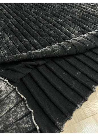 Черное платье женское 3042 длинное трапеция трикотажное в рубчик Fashion