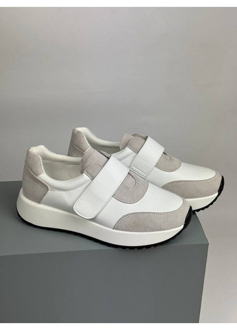 469 Кросівки комбіновані замша з шкірою сірі з білим Hengji білі демісезони (367960235)