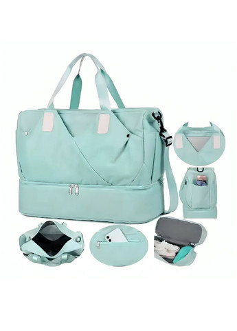 Дорожная спортивная сумка ручная кладь для фитнеса путешествий с отделом под обувь 46х34х20 см (480141-Prob) Фисташковая Unbranded (329950711)