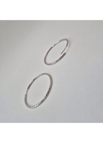 Срібні сережки кільця Конго з насічками 35 мм срібло 925 проби Родоване 003/3.5 2.24г Nobrand (366339875)