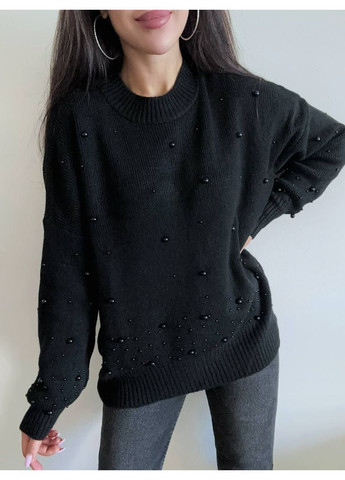 Чорний демісезонний ніжний светр оверсайз Stylish Touch