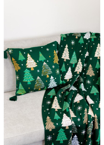 В'язана новорічна наволочка Ялиночка 45х45 см для декору інтер'єру святкова подушка ProDobro (369365466)