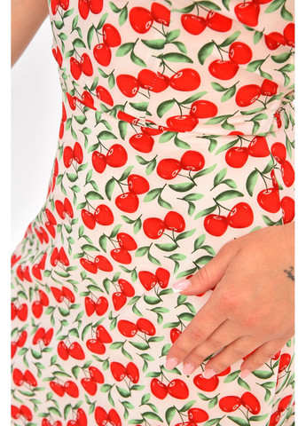 Молочна джинсова сукня жіноча молочного кольору з принтом з баскою Let's Shop з малюнком