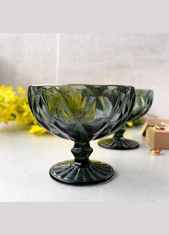 Черные креманки в крупный ромб "Кварц" 4 шт 300 мл (6436) Hell (303211334)