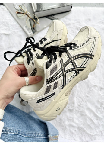 Чорні Осінні кросівки чоловічі asics gel-venture 6 beige / black асікс гель вентуре 6 No Brand