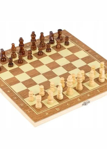 Дерев'яні шахи 3 в 1: нарди, шашки та шахи, дошка 24 см No Brand (315806190)