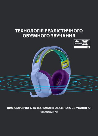 Гарнітура G733 Lightspeed Wireless RGB, LILAC Logitech (297669268)