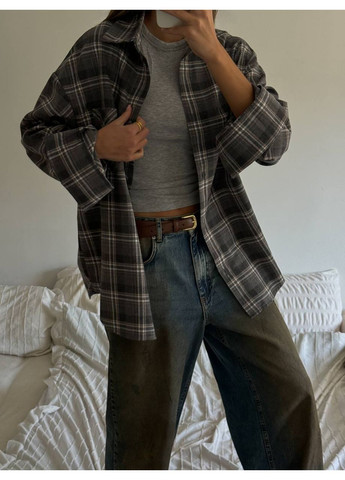 Серая повседневный, кэжуал рубашка в клетку Vakko с длинным рукавом