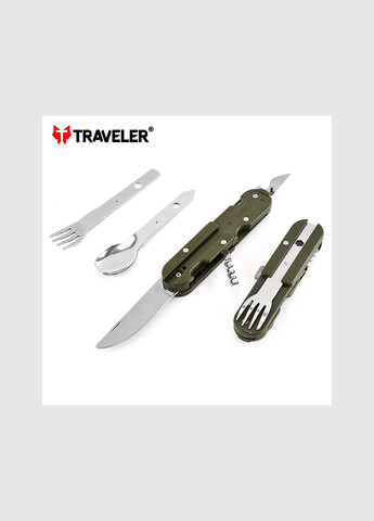 Мультитул похідний Traveler K607 ніж, ложка, вилка, штопор, відкривалка, з чохлом No Brand (322899516)