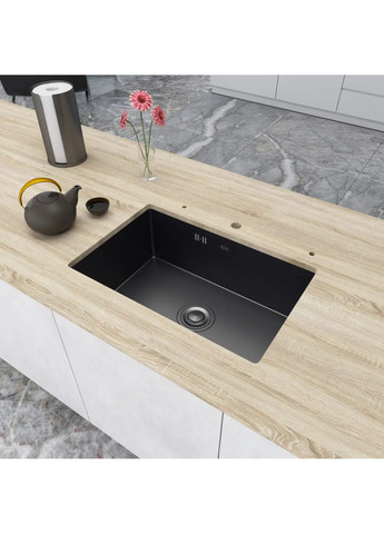 Чорна кухонна мийка з нержавійки під стільницю 1.5 мм Nett NB-6845 (352730069)