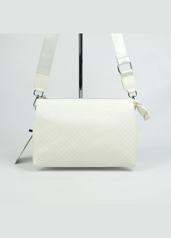 Белая женская вместительная сумка клатч на молнии через плечо с тремя отделениями No Brand (279830273)