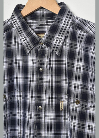 Сорочка чоловіча батальна сірого кольору в клітинку Let's Shop (294050551)