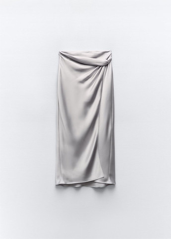 Серебряная праздничный однотонная юбка Zara