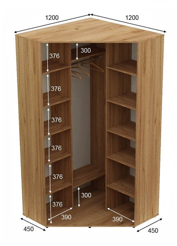 Шкаф-купе двухдверный угловой 120*120*240 Дуб крафт золотой Зеркало с пескоструйным рисунком Угол-2 Алекса (360473845)