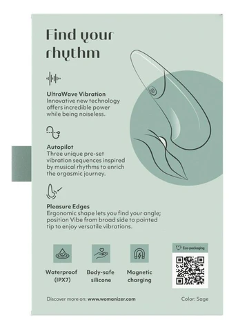 Мини-вибратор Vibe Sage, 3 авторежима + 10 уровней интенсивности Womanizer (328202044)
