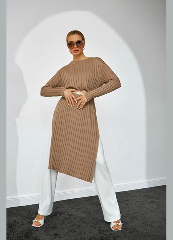 Темно-бежевое повседневный женское платье-туника прямого кроя (2512) Triko Bakh