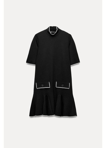 Черное короткое платье с воланами Zara