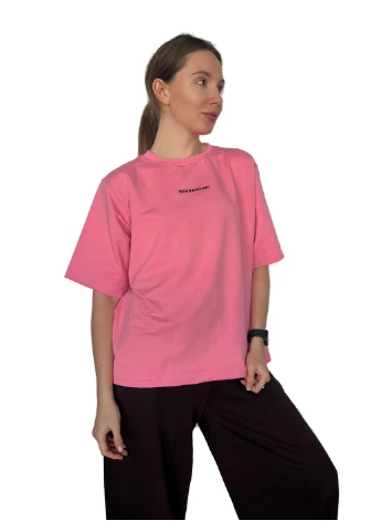 Женская футболка с надписью Черный 50-52 (07171) Pink Daisy - (393594616)