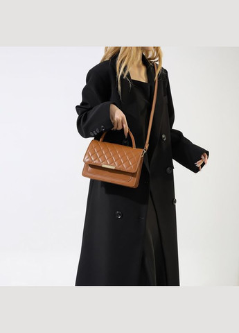 Жіноча класична сумка 1623 з ручкою стьобана крос-боді через плече коричнева No Brand (303323138)