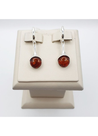 Сережки срібні з бурштином 4,6 г No Brand (369737517)