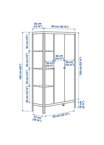 Внутрішня/зовнішня шафа ІКЕА KOLBJORN 90х161 см (20345633) IKEA (278405790)