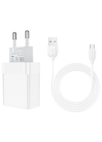 Сетевое зарядное устройство BA47A Mighty speed single port QC3.0 3A + Micro-USB cable 18W White Borofone BA47A Mighty speed single port QC3.0 3A + Type-C cable (345105489)