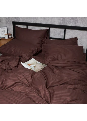 Комплект постельного белья Satin Stripe «» Полуторный Евро 160х220 наволочки 4х70х70 (MS-820008739) Moon&Star Warm Espresso (356114483)
