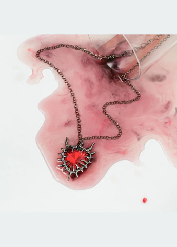 Черное колье с красным кристаллом цепочка с сердцем в шипах длинное ожерелье дарк эстетика ретро подвеска с камнем фэнтези стиль No Brand (329892286)