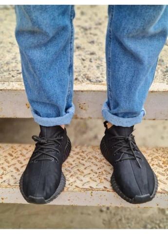 КРОССОВКИ ЖЕНСКИЕ ADIDAS YEEZY BOOST 350 MONO BLACK V2 АДИДАС ИЗИ БУСТ ЧЕРНЫЕ No Brand чёрные демисезоны (390382005)