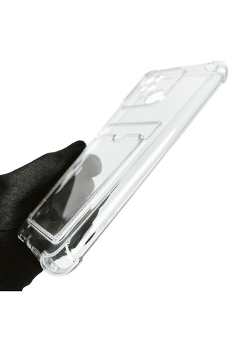 Чехол для POCO C40 с бронь углами с карманом для визиток карточек k-pop на сяоми поко с40 прозрачный Xiaomi (366019259)