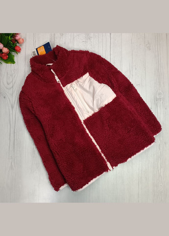 Красная демисезонная куртка-тедди для девочки Lupilu