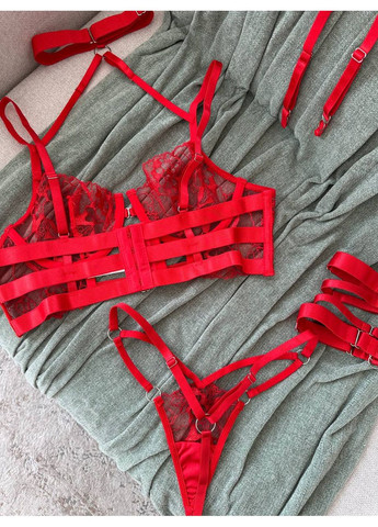 Красный балконет комплект женского белья | нежный кружевной, красное соблазнение Vital-Textile с косточками полиэстер