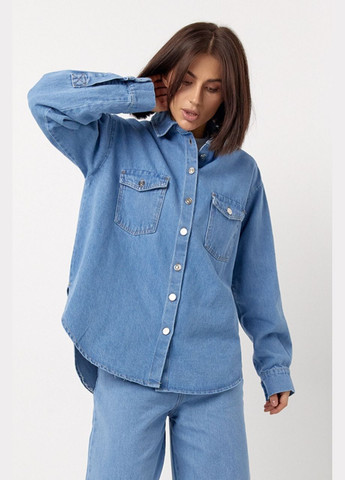 Голубой повседневный рубашка Lurex