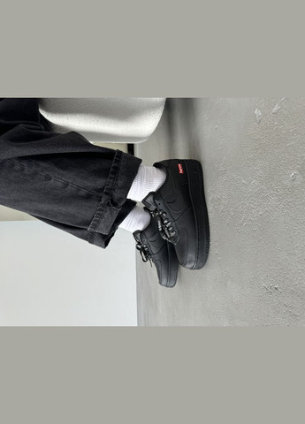 Кросівки жіночі і чоловічі Nike Air Force x Supreme black | Найк Аір Форс 1 чорні No Brand чорні демісезони (316231469)