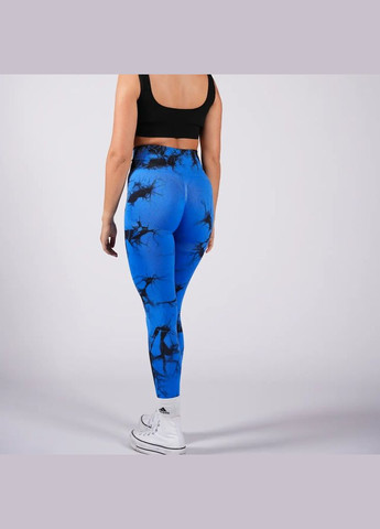 Легінси жіночі спортивні з пуш-ап Tie Dye 18708 M синій мармур Fashion (336873997)