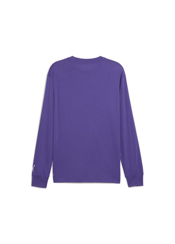 Лонгслів Hoopstel LS Tee Puma однотонний пурпурний спортивні бавовна, поліестер, віскоза
