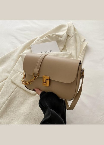 Женская классическая сумка 6079 кросс-боди бежевая No Brand (305849050)