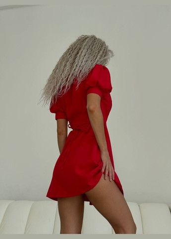 Червона повсякденний базова сукня на запах на запах Adelante однотонна