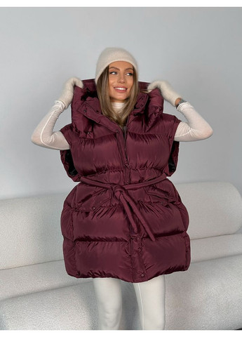Бордова зимня жіноча куртка transformer подовжена з кишенями і капюшоном (mil589) milirud
