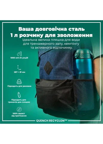 Бутылка для воды Recyclon 1000 мл Голубая ION8 (387361398)