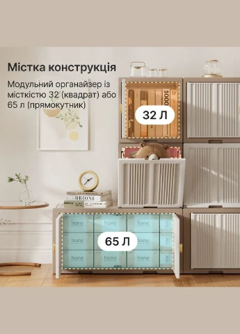 Органайзер для белья, одежды пластиковый 32 л квадратный. Органайзер для хранения вещей в шкаф (T-HE060) Doctor-101 (323222484)