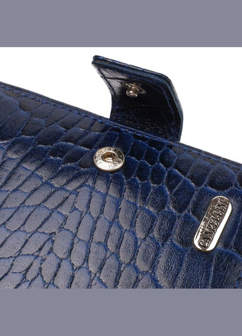 Гаманець для чоловіків горизонтального формату з натуральної шкіри з тисненням під крокодила 21769 Синій Canpellini (329147919)