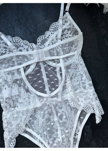 Боді біле мереживне з силуетними швами та акцентом на талії Vital-Textile 921/79 (361853733)