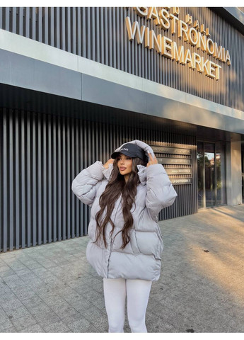 Сірий демісезонний Пуховик Style Point