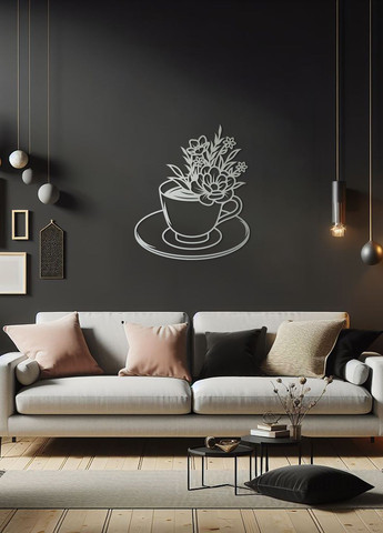 Дерев'яна картина на кухню, декоративне панно з дерева "Квіткова кава", мінімалістичний стиль 60х70 см Woodyard (292013469)