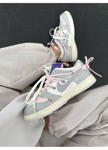 Серые демисезонные кроссовки мужские nike dunk x off white grey найк сб данк No Brand