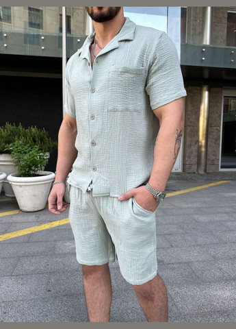 М'ятний літній літній базовий кежуал костюм муслін з шортами Vakko