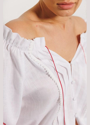 Вишиванка жіноча з червоною вишивкою хрестиком біла MKAR32896-4 Modna KAZKA (276650334)