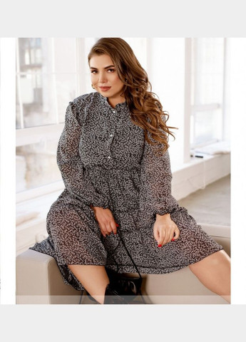 Черное кэжуал платье женское батальное №8635-3-черный 52 Sofia